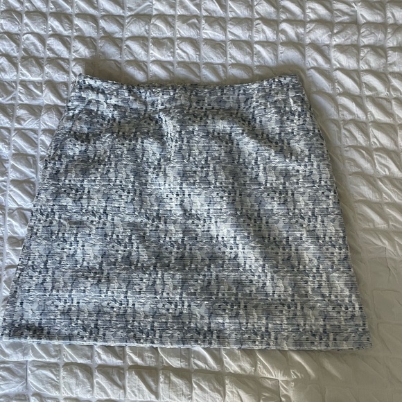LOFT  blue white Mini A-Line Skirt Cocktail - Picture 1 of 8